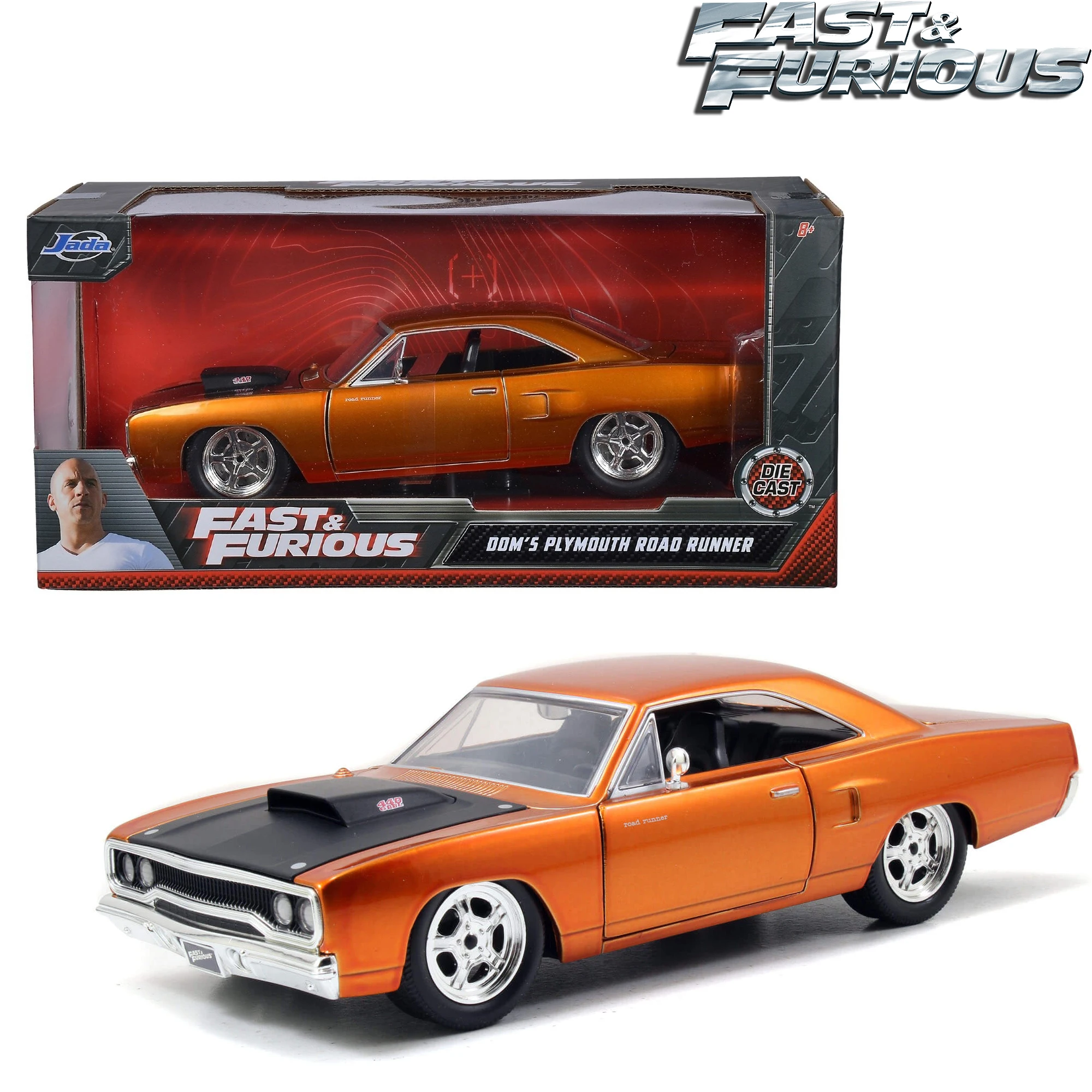 

Jada 1:24 Fast & Furious Cars Dom's 1970 Plymouth Collectible Figures&Vehicles Metal Case Diecast Original Gift For Children