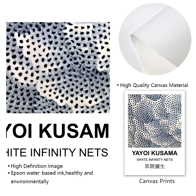 Japanese Artist Yayoi Kusama Exhibition Posters and Prints Infinity Dots Abstract Art Painting Canvas Picture Gallery Wall Decor