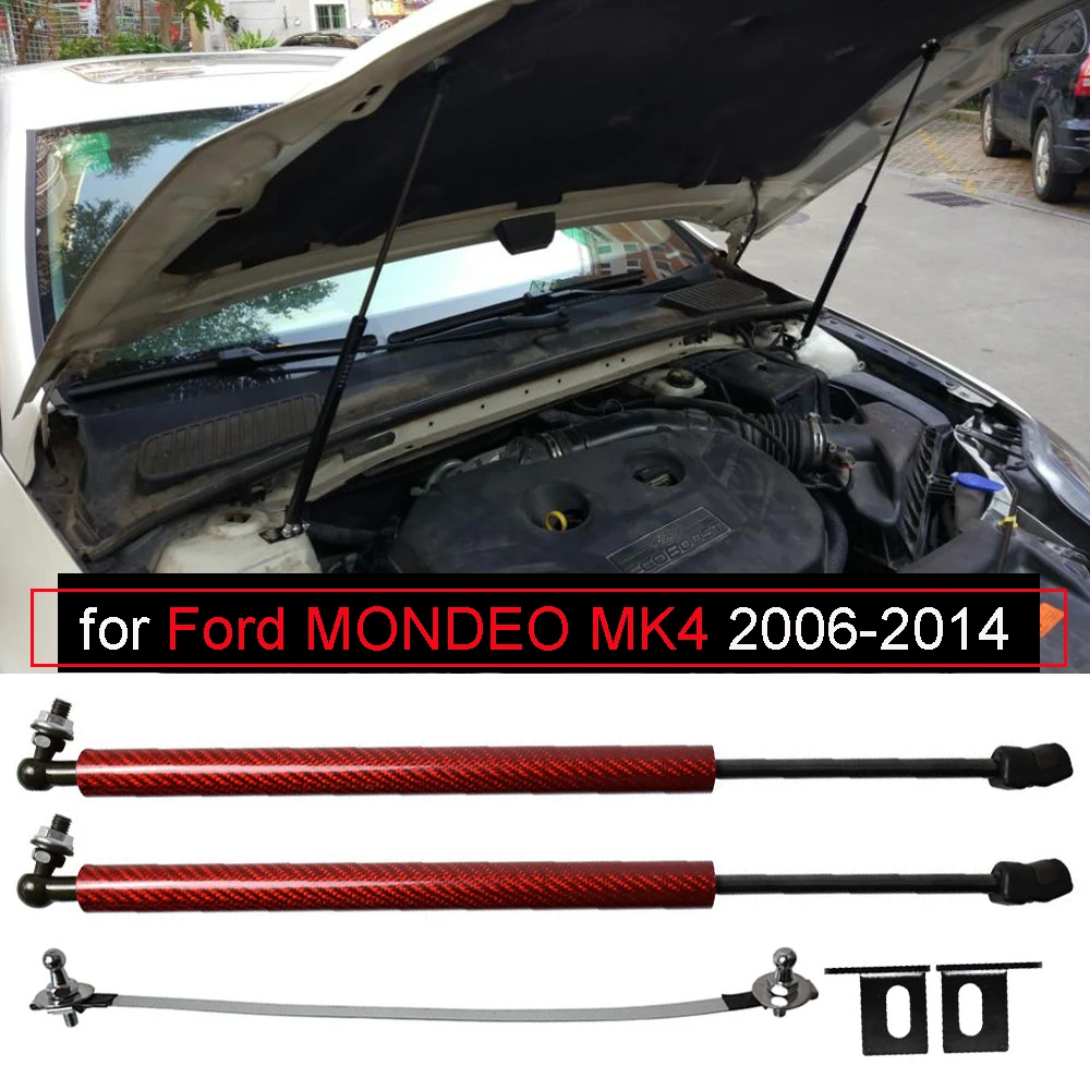 Para ford mondeo fusão mk4 iv 2006-2014 capô fibra de carbono modificar suportes de gás elevador suporte amortecedor de choque