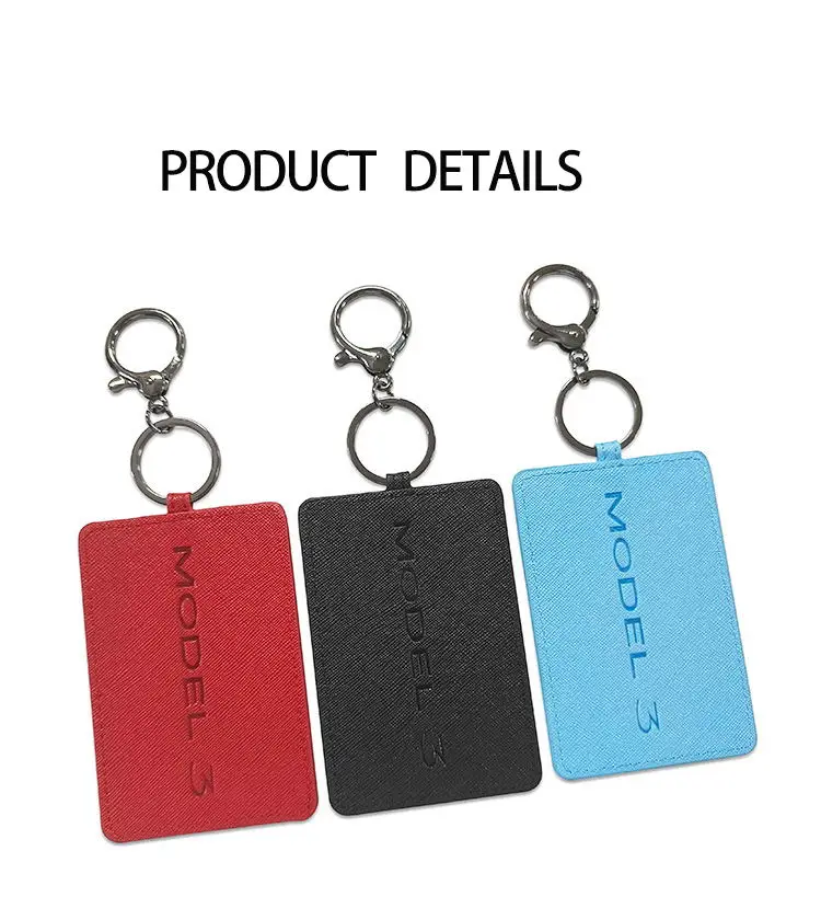 

Key chain Car Accessories Leather Key Card Holder For Model 3/Y Leather cover Card Protection Accessories For Tesla Model 3Y