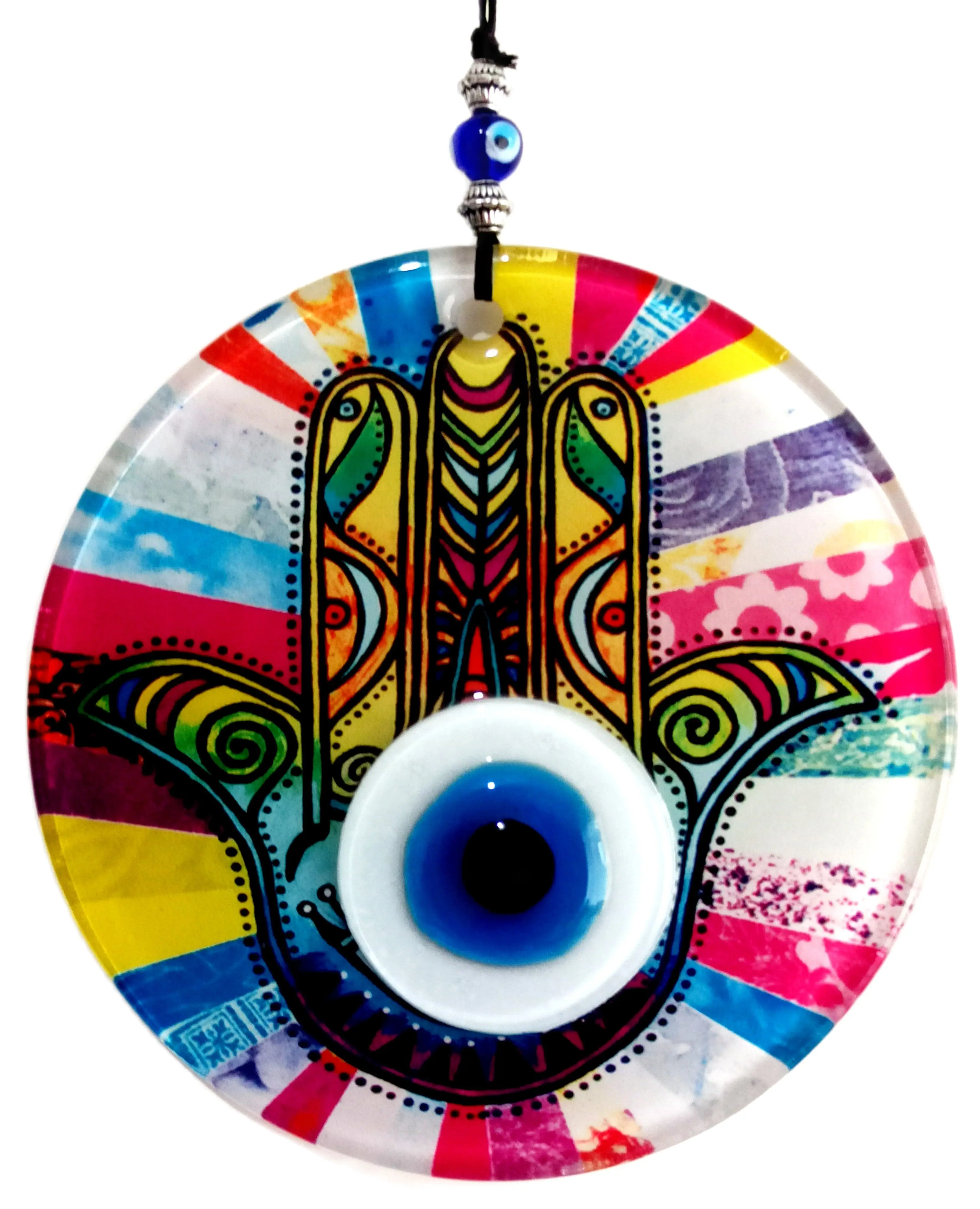 12 Centimeter Fusion Glass Handmade Abundance Hand Wall Ornament Evil Eye