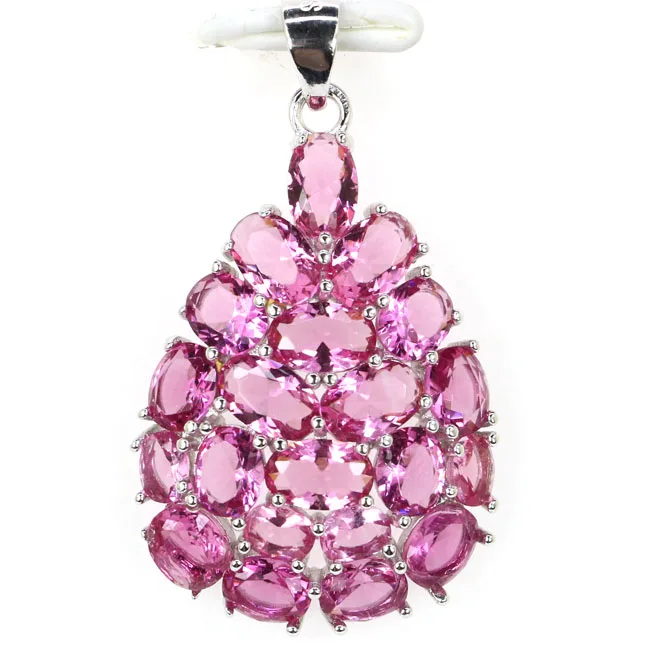 

34x20mm Jazaz 3.0g Violet Tanzanite Green Tsavorite Garnet Pink Tourmaline Real 925 Solid Sterling Silver Pendant