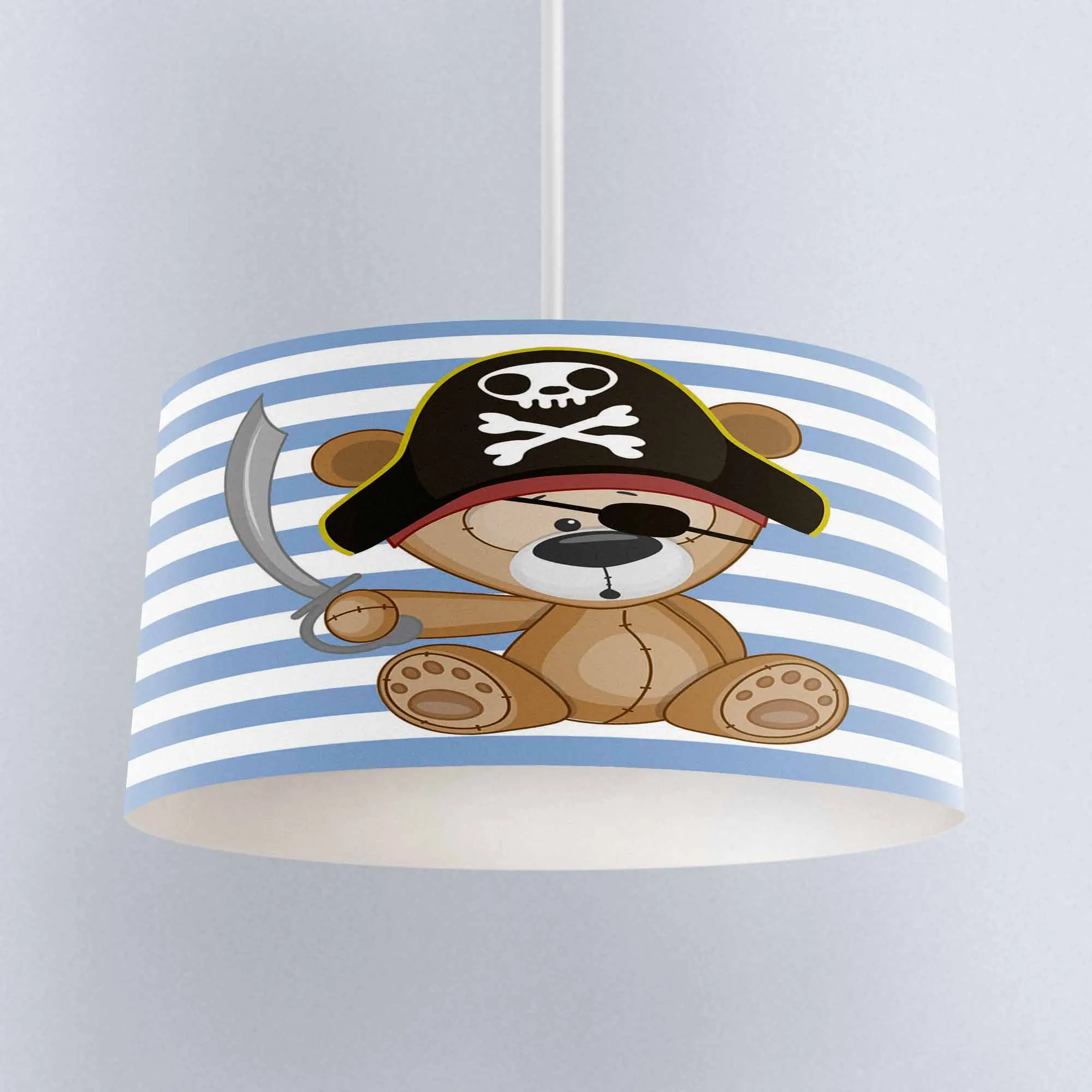 

Else Blue Lines Pirate Sailor Bear Print Fabric Kids Chandelier Lamp Drum Lampshade Floor Ceiling Pendant Light Shade