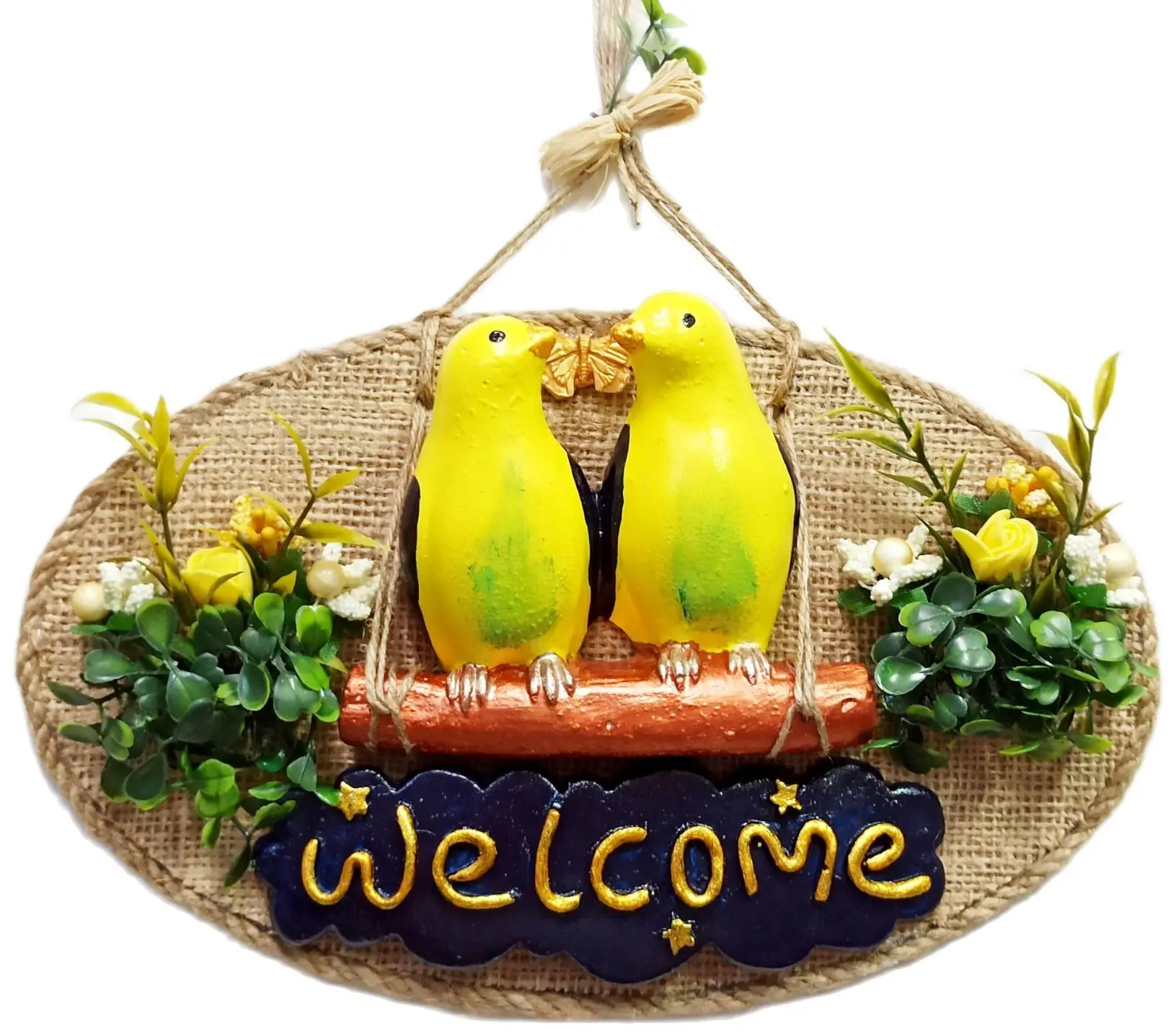 'Welcome' Written, Budgerigar, Door and Wall Decoration