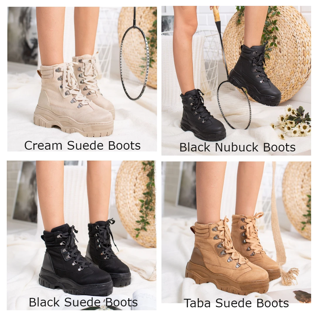 Ester Tan Suede Boots Women Army Combat Ankle Boots Woman Shoes Gothic Casual Motorcycle PU Leather Boots Botines at comba