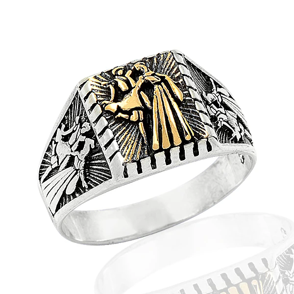 925 Silver Ethnic Circasian Figure Printed Men Ring