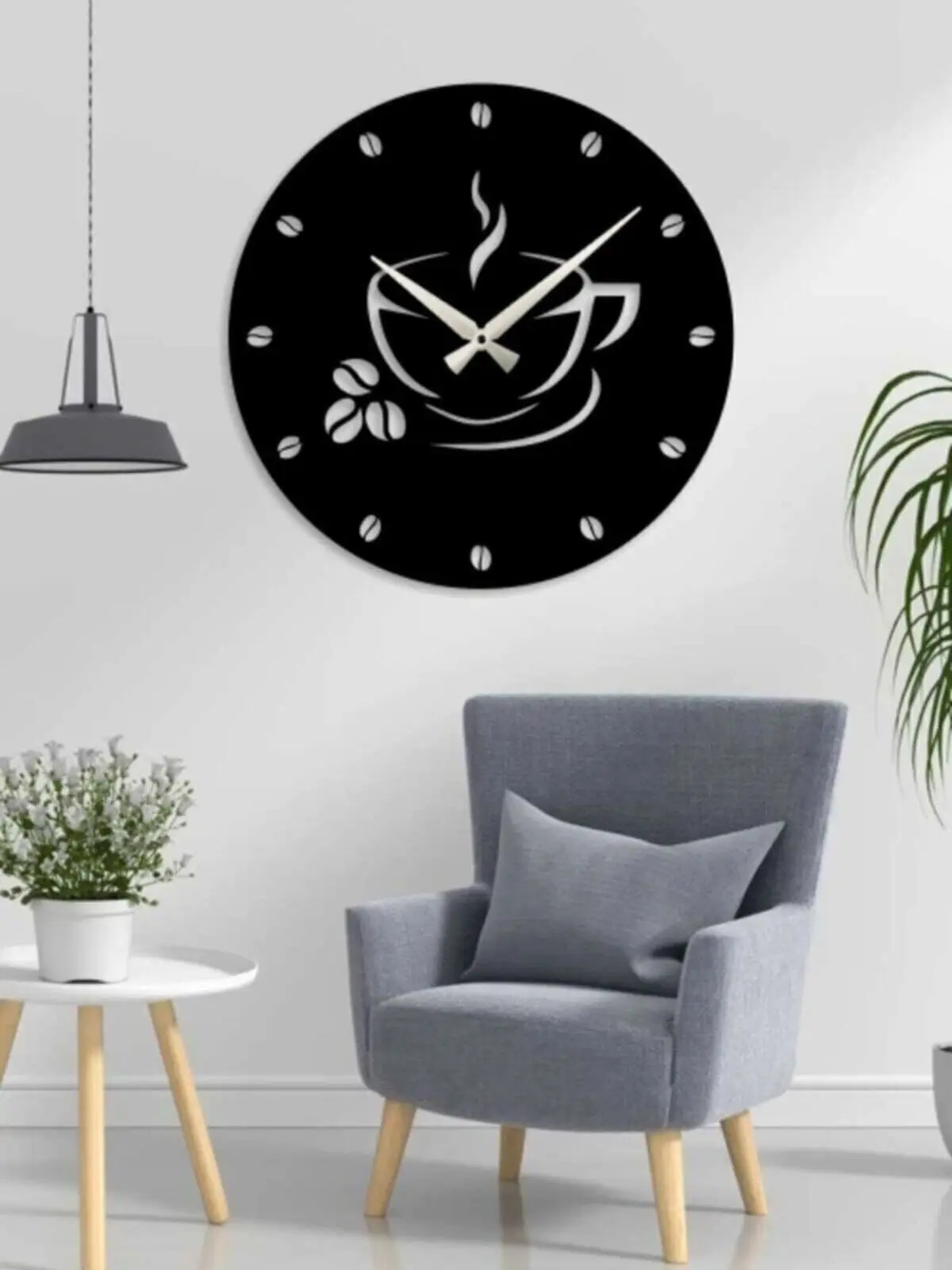 Coffee Design Decorative Wooden Kitchen Wall Clock 50cm Silent Europe Model Modern Design Wall Clock Suitable For Office Living