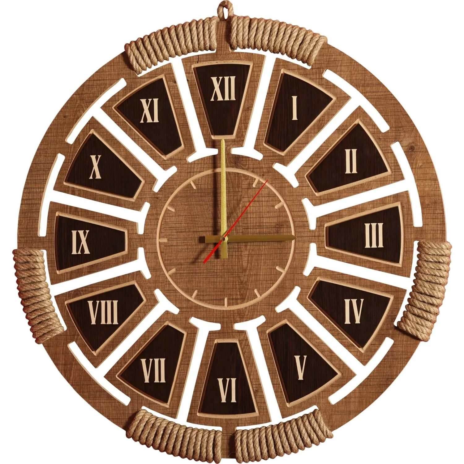 

Wooden City Zeyrek Roman Numeral Authentic Straw Engraved Wooden Wall Clock 55 cm