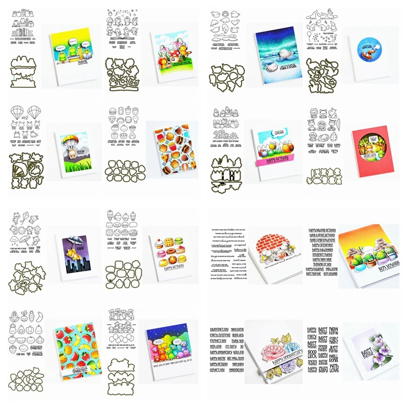 Hamburger Fruit Dessert Spring Animals Metal Cutting Dies Match Clear Silicone Stamp Scrapbook DIY Card Album New 2020