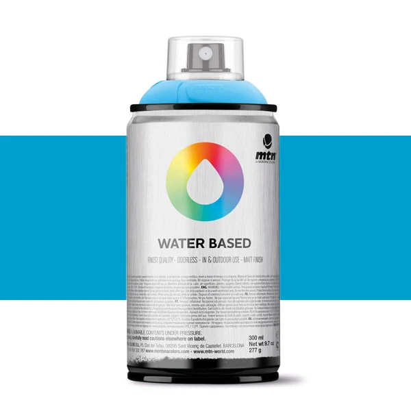 Spray paint brand MTN Water Based Color Cerulean Blue 300 ml Montana low pressure Little Ideal smell interior