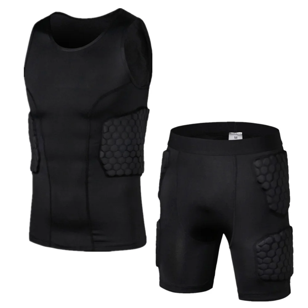 Men's Tracksuit Padded Compression Shorts Vest Pads Protector Football Paintball Basketball Skating Rugby Soccer Anti-collision