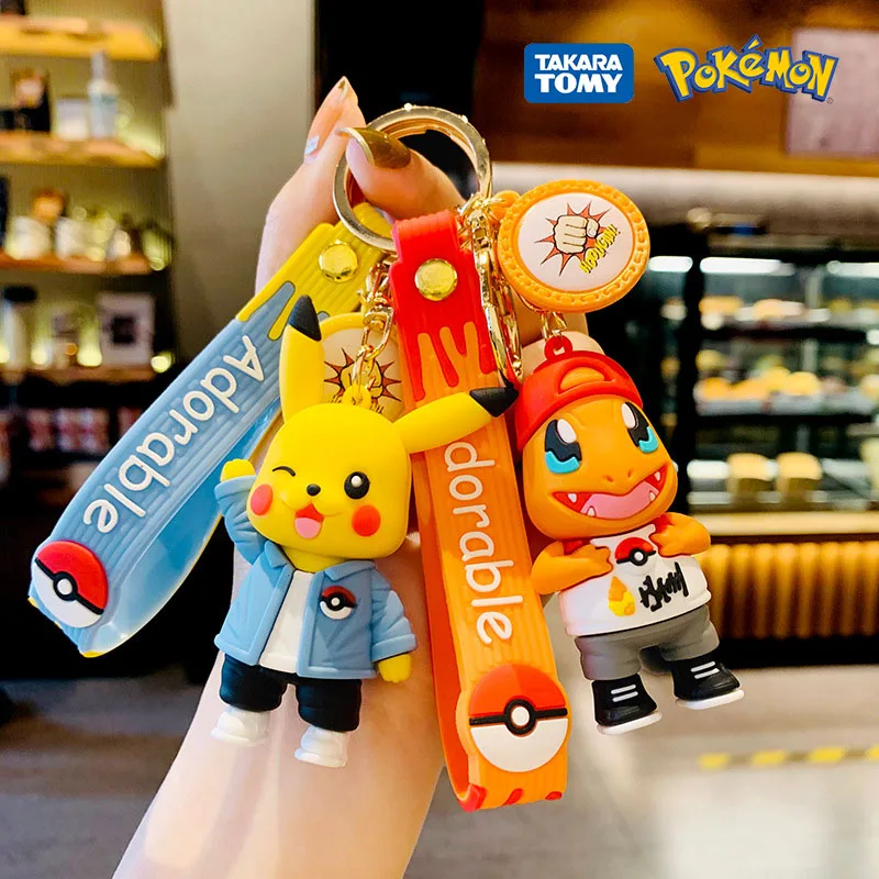 Pokemon brelok Anime figurki Pikachu breloczek z motywem kreskówkowym Charmander Psyduck modna torba brelok wisiorek akcesoria zabawka prezent dla