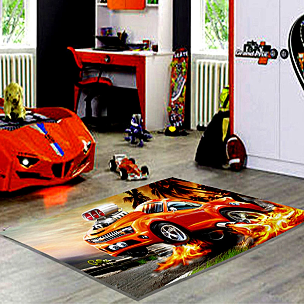 

Fun Car Patterned Kid Room Game Carpet Rug Tateme Tatami Mat Decoration Bedroom Decor Quarto Kilim Lightning Mcqueen