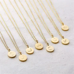 Arabic Letter Necklaces For Women Gold Choker Chain Personalized Coin Pendant & Necklace Stainless Steel Jewelry Ramadan Gift
