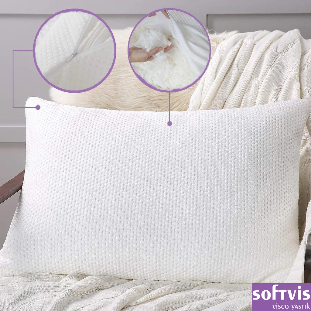 Turkish High Quality Orthopedic&Ergonomic Visco Clipped Bed Pillow 40X60 Cm Neck Protection Sleeping With Embroidered Pillowcase