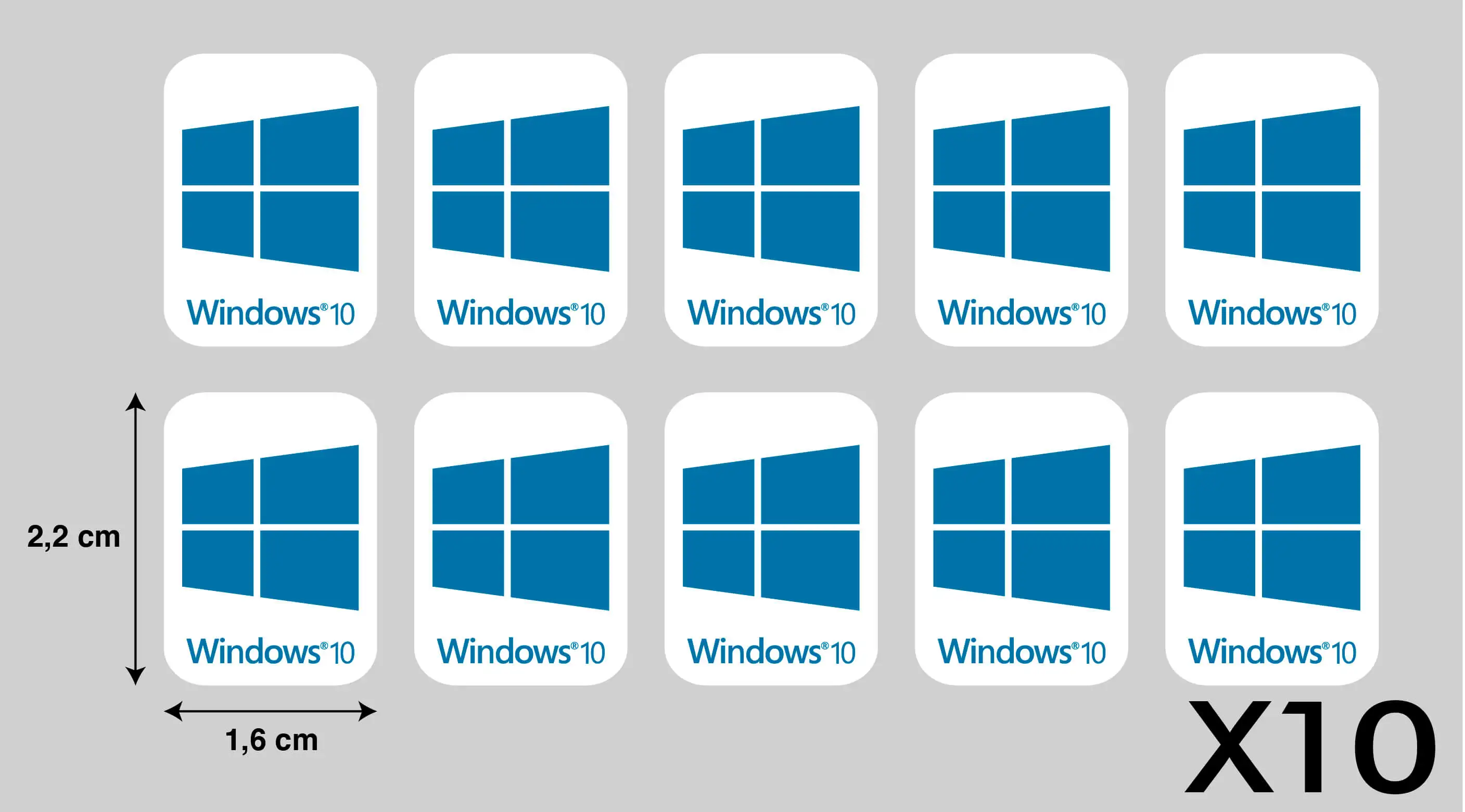 10 Windows 10 Logo Stickers On Digital Printing Vinyl For Any Surface. Computers, Motorcycles, Bikes, Etc .. Measure Per Unit 2