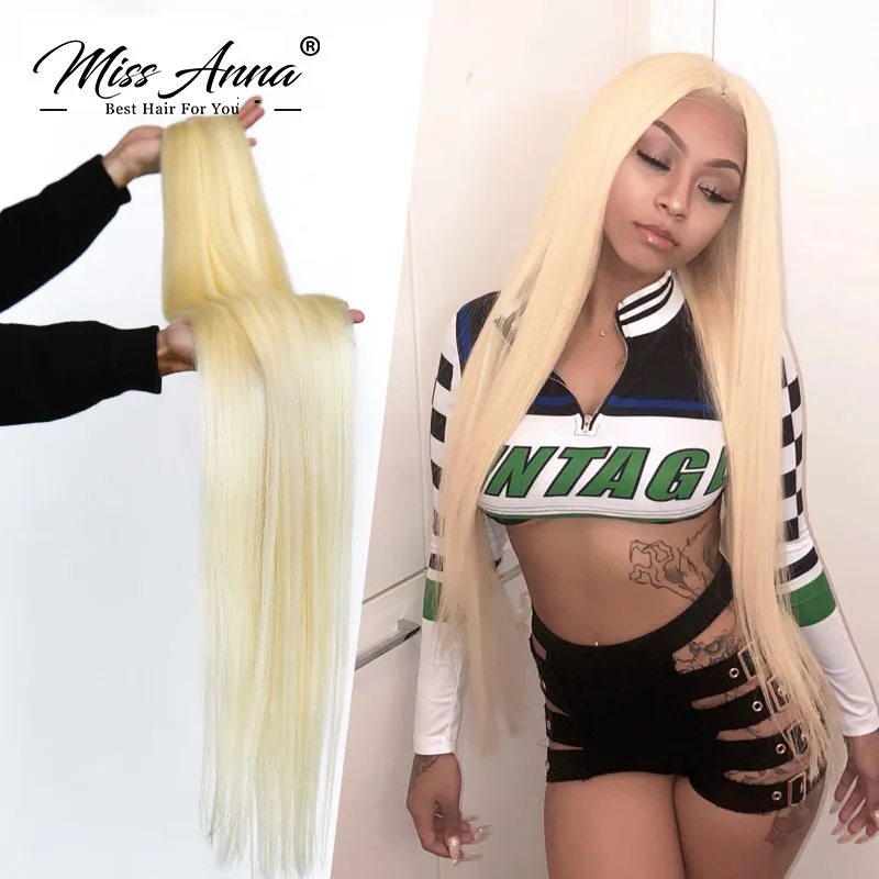 Missanna-mechones de cabello humano brasileño ondulado, mechones de pelo largo recto, rubio miel, 10-40 pulgadas, paquete de 613