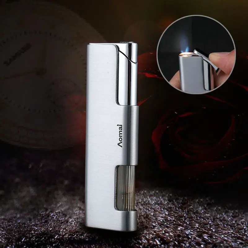 

Portable Metal Windproof Cigarette Cigar Lighter Butane Gas Lighter Mini Torch Jet Lighters 1300C Blue Flame Gadgets For Men