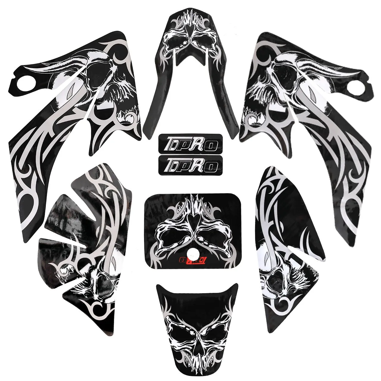 Skull motorcycle Plastic Fender Fairing Body Sticker Decal Graphics Kit for CRF50 XR50 110cc 125cc SSR Taotao