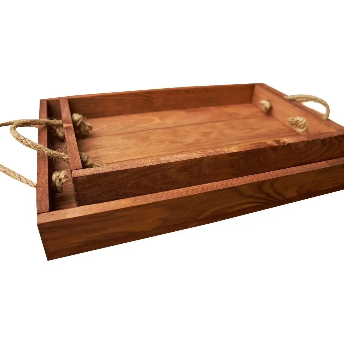 Wooden Rectangular Wire Rope 2'li Decorative Tray Decorative Lux Service Eat at the Presentation of Organizer Multi-Purpose Tray 2022 Trend