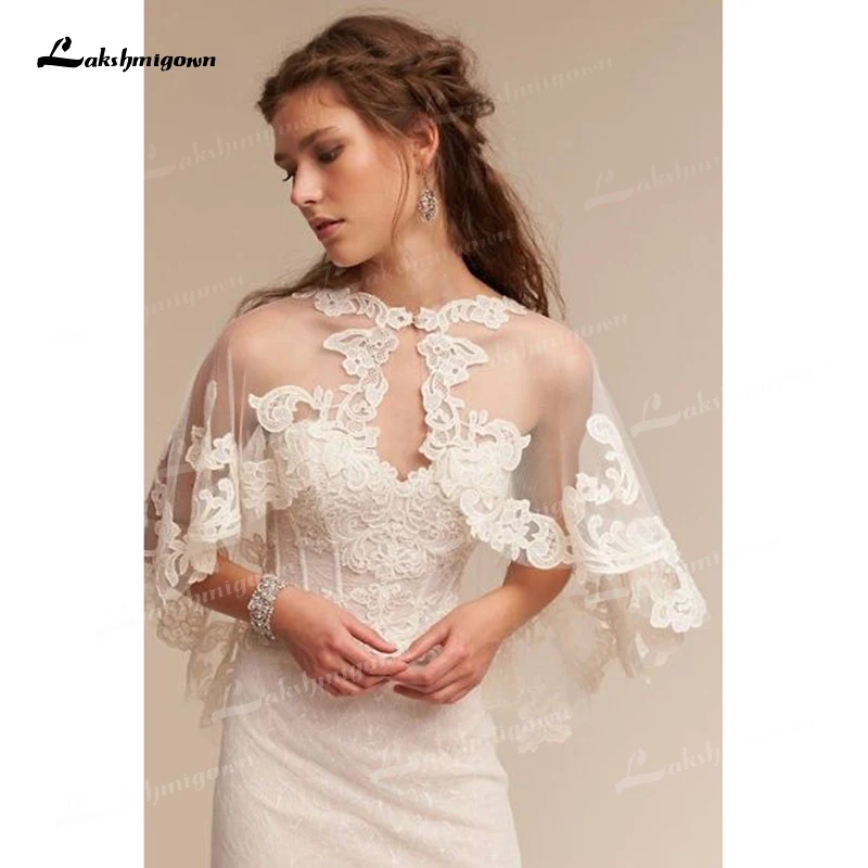 Bridal Wedding Kant Wraps Jassen Mantel Avond Cape Sjaals Voor Vrouwen Formele Bolero Shrugs Voor Feestjurk Wit/Lvory 2022