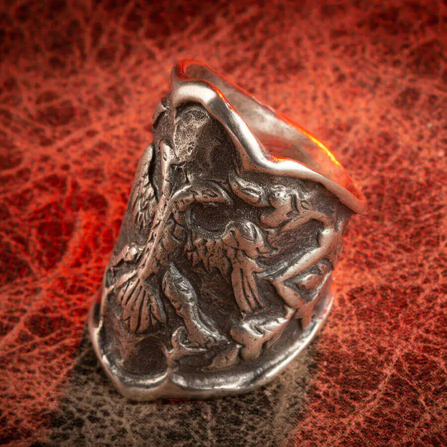 

925 Sterling Silver Ring Original Dirilis Ertugrul Gazi Thumb Rings Double Headed Eagle Men Jewelry Plain Model Special Zihgir