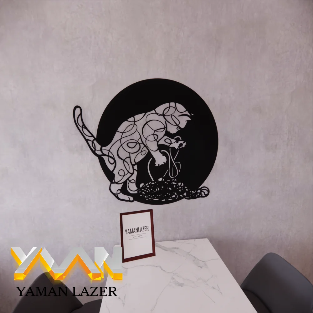 Деревянная стена художественный Декор Кот игра черный белый золотой цвет современный офис дом стильная гостиная Новая креативная стена для спальни