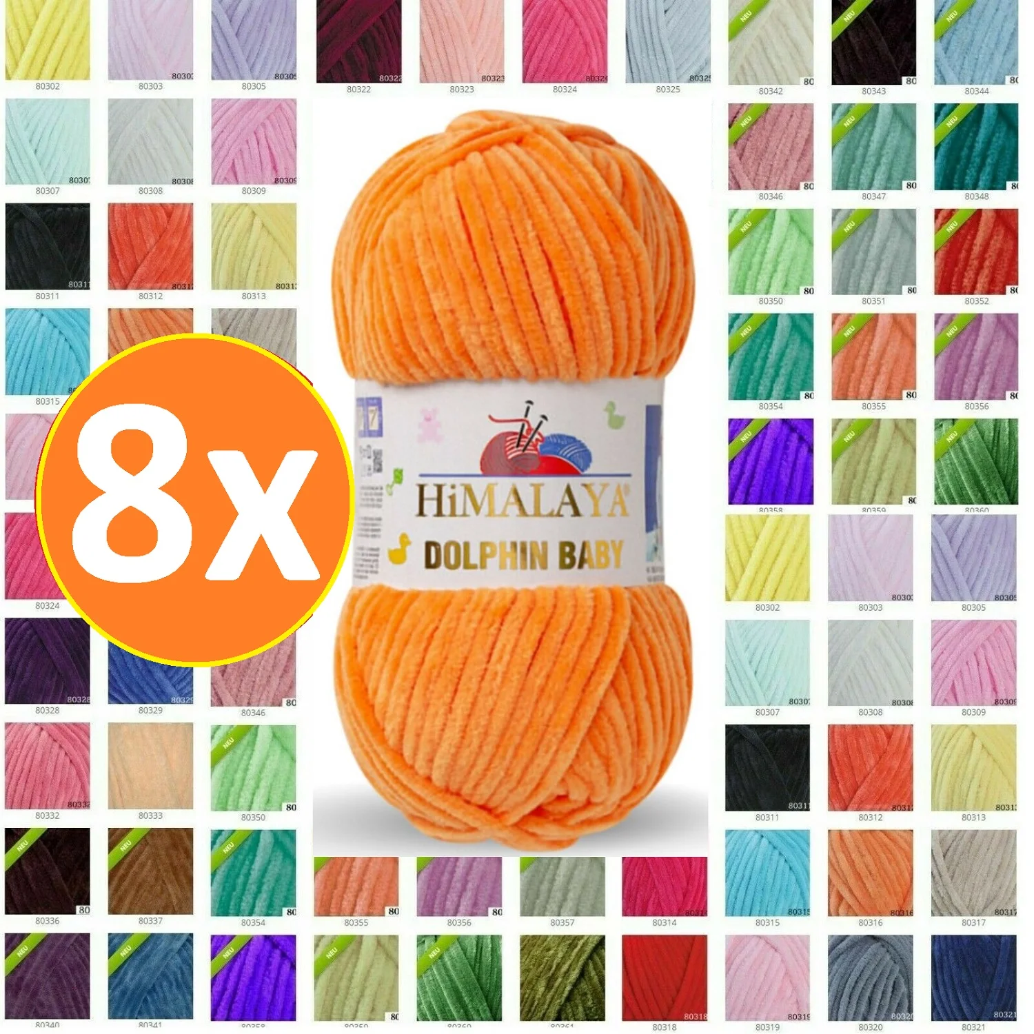 Himalaya Dolphin Baby ( 8 Pieces ) Knitting Crochet Yarn 100g Super Soft Bulky Thick Plush Velvet Bella Chenille Wool Amigurumi