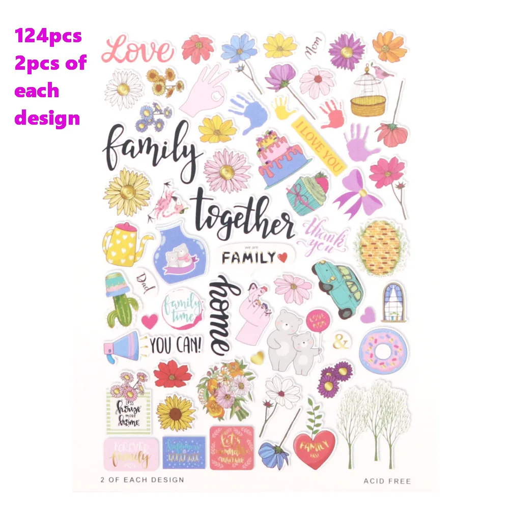 Creative Path 124pcs Printed Paper Diecuts Shapes Ephemera Foil Design Scrapbooking Cardmaking Journal Embellishments Decoration