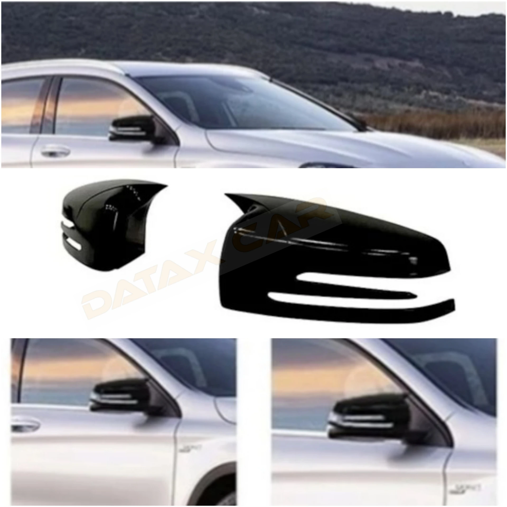 Bat style Mirror cover for Mercedes GLA X156 AMG accessory bright piano black case car shields exterior parts 2014 2018