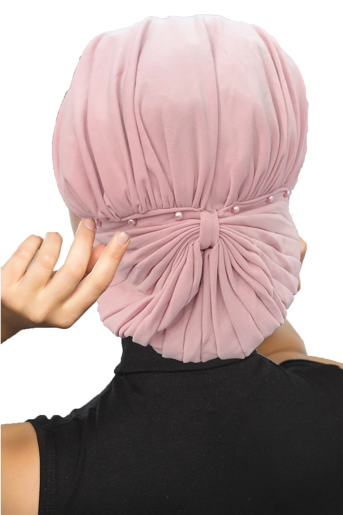 2022 New Fashion Knob With Pearl Ready Made Turban Hijab Bonnet Scarf Cancer Cap Special Women Product Beret Bandana Muslim Chemo All Season Rib Prayer Head