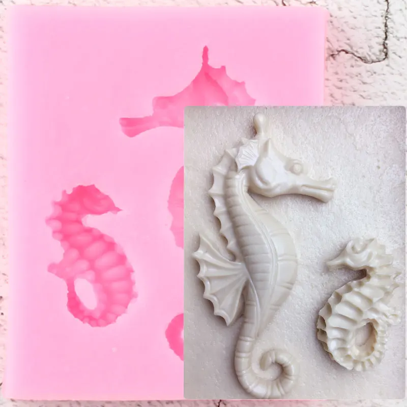 Seahorse Silicone Mold Cupcake Topper Fondant Molds Sugarcraft Cake Decorating Tools Chocolate Gumpaste Moulds Candy Clay Moulds