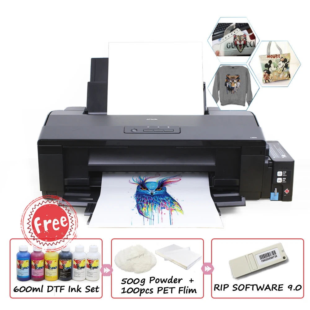 ESoonjet for epson l1800 dtfプリンターa3tシャツプリンターフリムインクとパウダーコンボセット