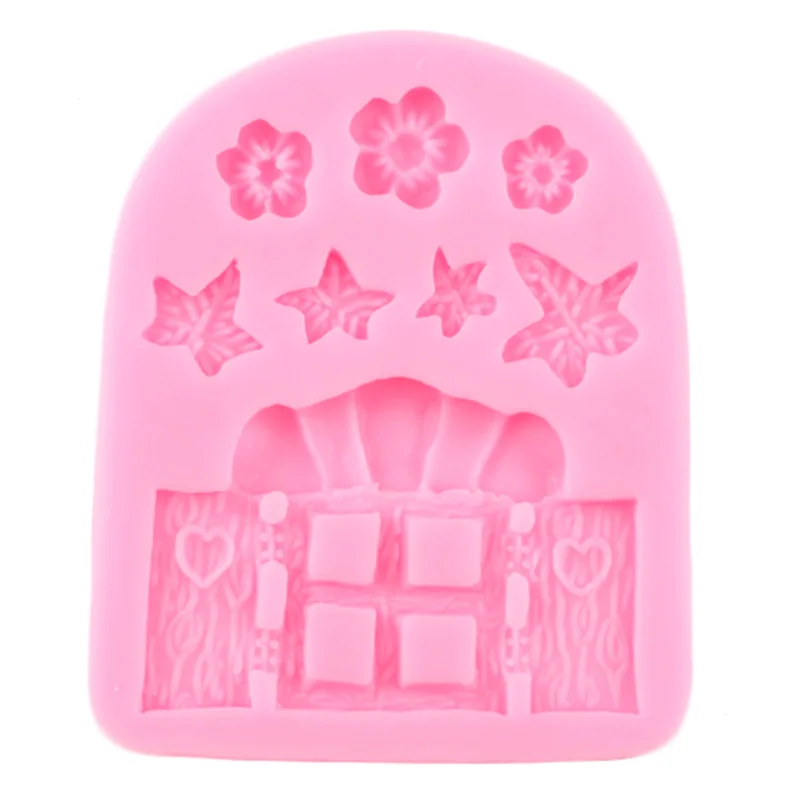 3D Door Window Silicone Mold Frame Border Fondant Cake Decorating Tools Cookie Baking Christmas Candy Chocolate Gumpaste Moulds