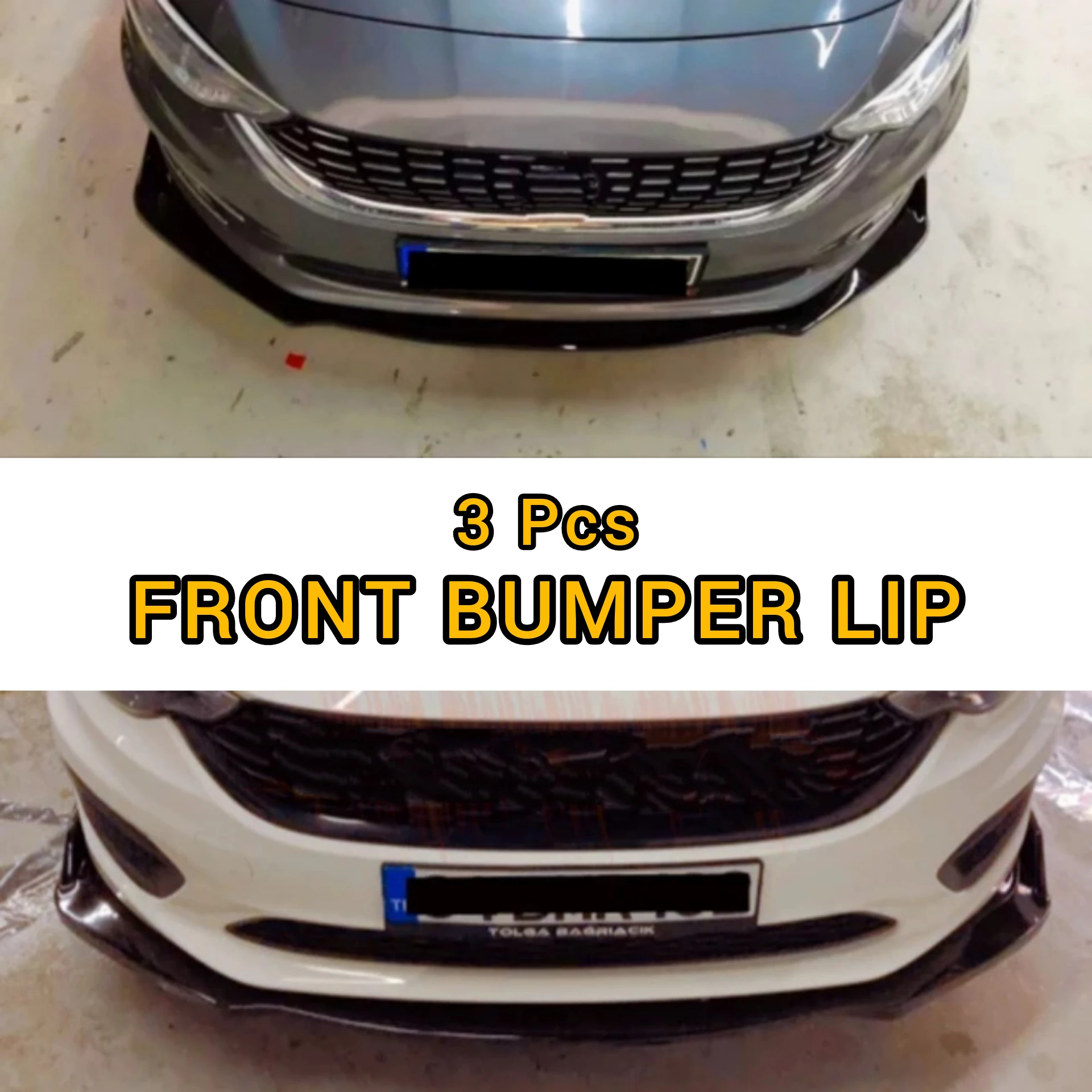 3 Pcs Front Bumper Lip For Fiat Egea Tipo Body Kit Car Accessories Spoiler Splitter Diffuser Flap Sport Bumper Exterior Parts