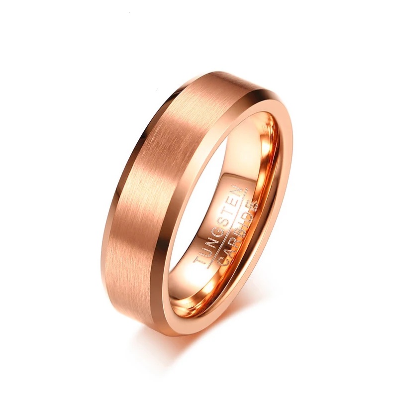 Soul Men 1 Pair Rose Gold Color Tungsten Carbide Couples Wedding Rings for Women Men 6mm For His 4mm CZ For Her