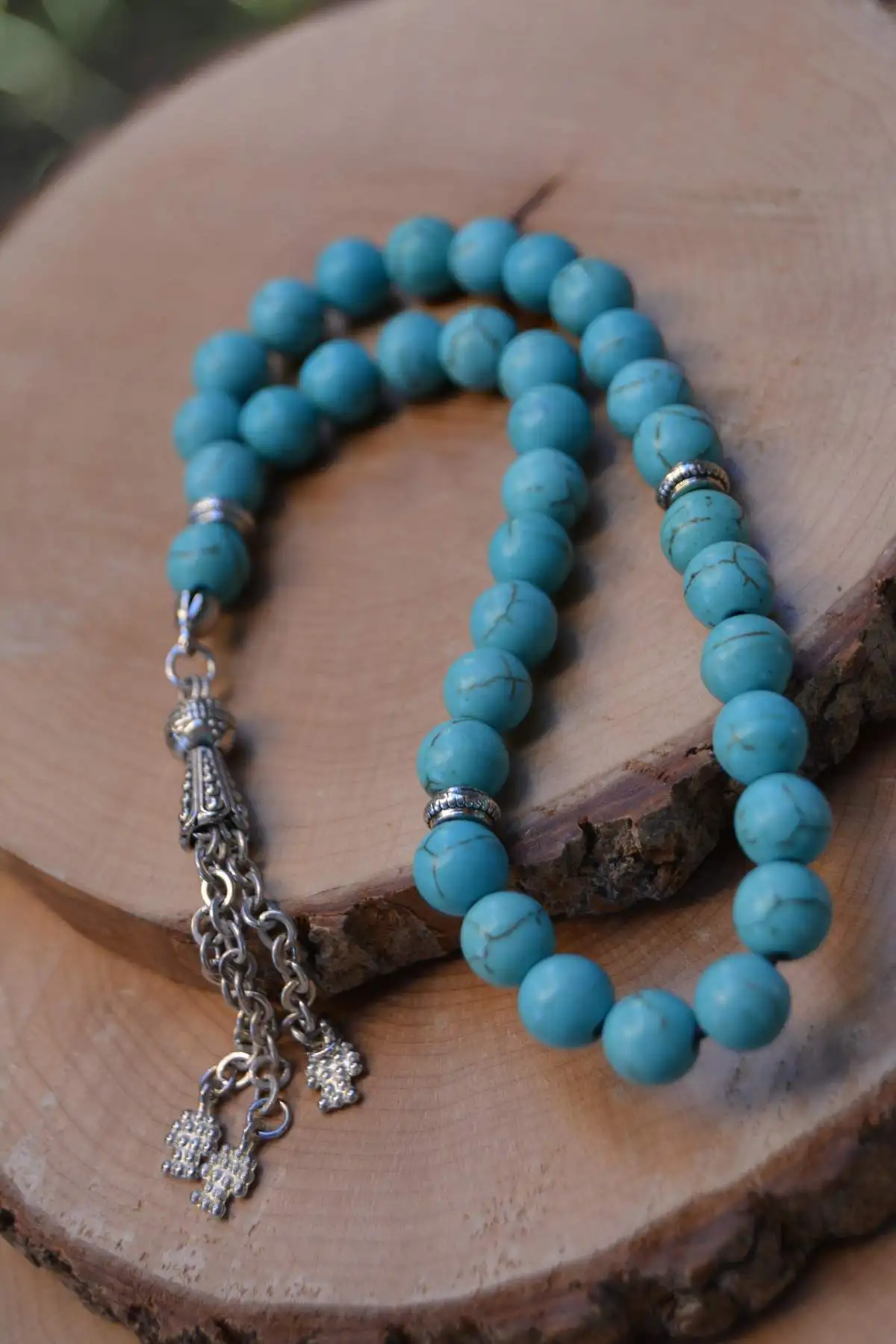 Islamic 33 Prayer Beads Muslim Rosary Beads For Men Prayer Bracelet For Men Accessories Turquoise Natural Stone Handmade