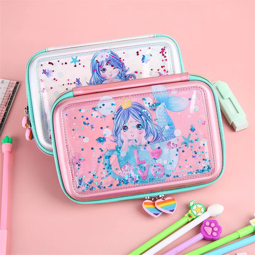 Pencil Cases Anime Stationery For School 2021 Trousse Scolaire Large Capacity Pencil Box Three Zippers School Case Transparent