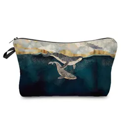 Hot Sale Cosmetic Bags Sea Whale Print Makeup Bag Casual Pretty Women's Bag High Quality Pencil Cases Portable Storage Bag Lady