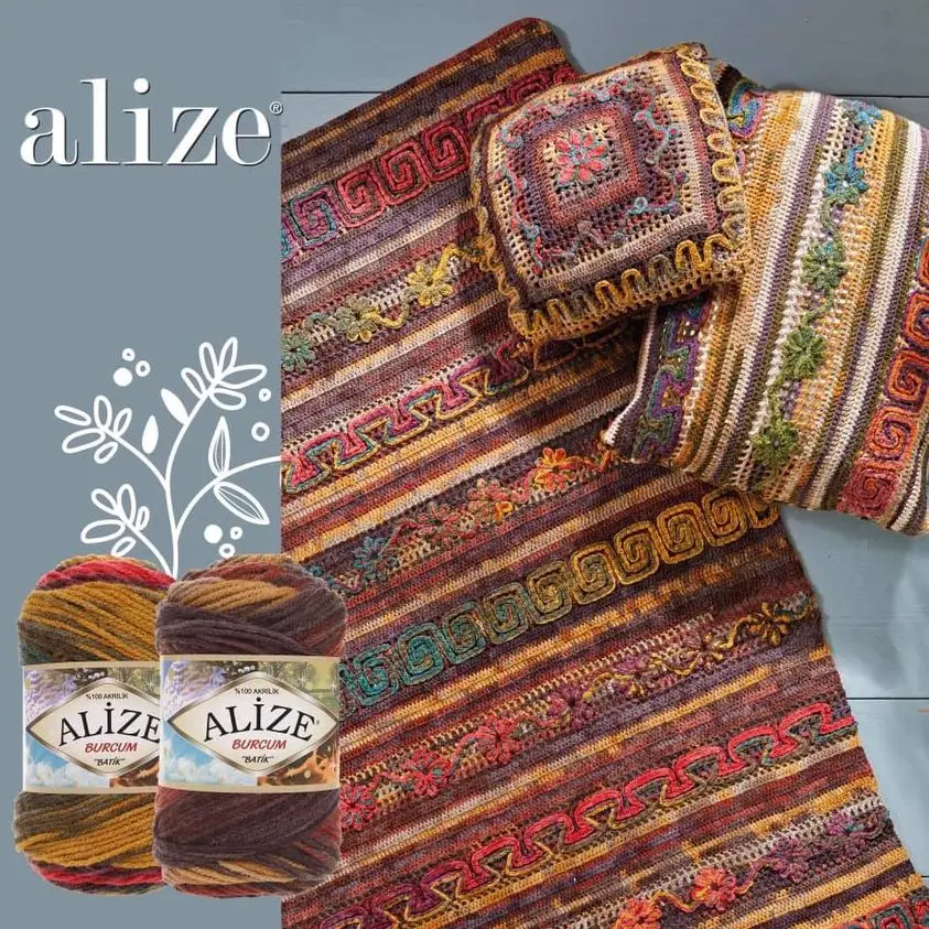 Alize Burcum Batik Ball Patterns Hand Knitting Yarn, 100 Grams 210 Meters, Thread  Acrylic, Spring / Summer Season, Crochet, Clothes, Sport,