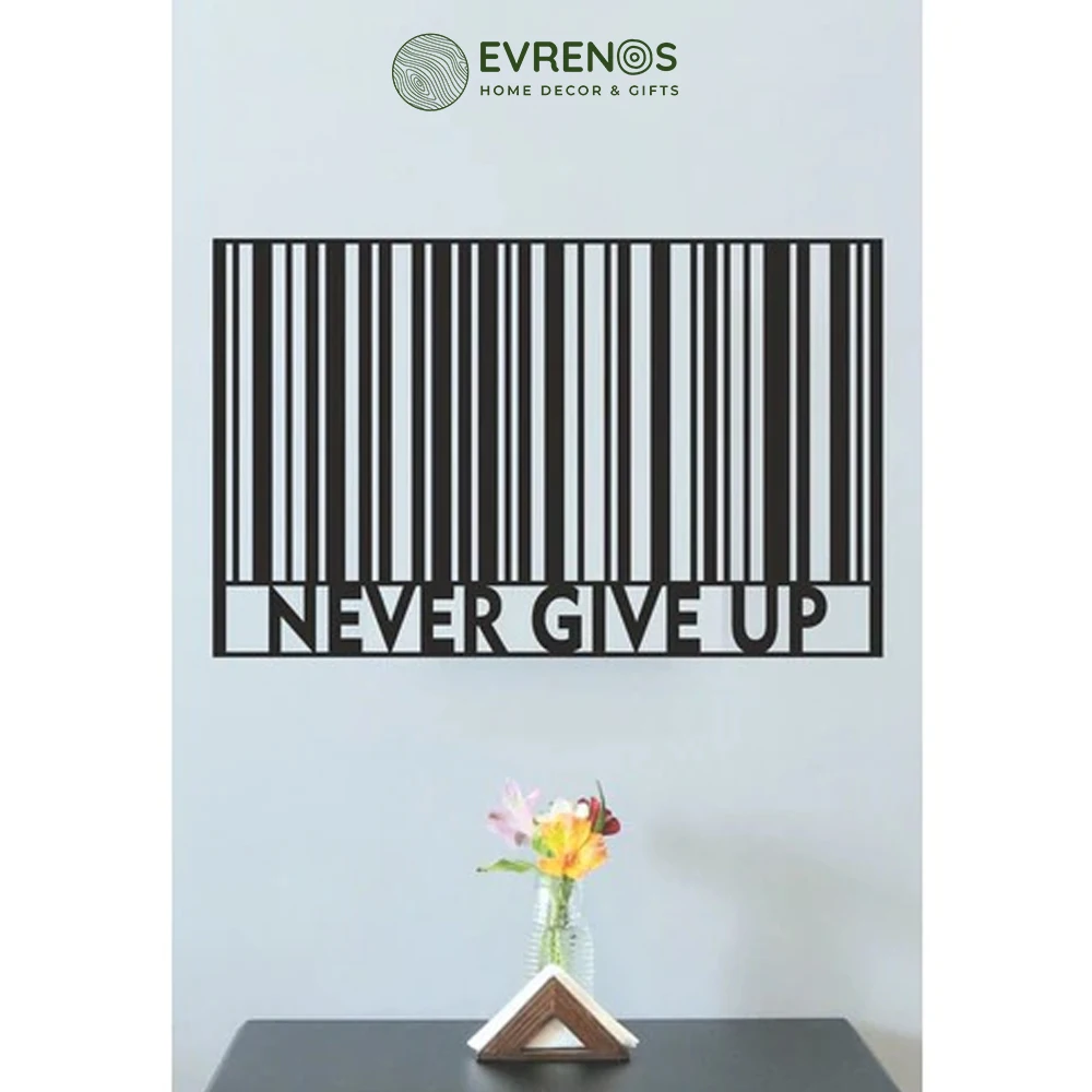 

Barcode Never Give Up Wall Decor-Ornament, Wooden Decorative Table