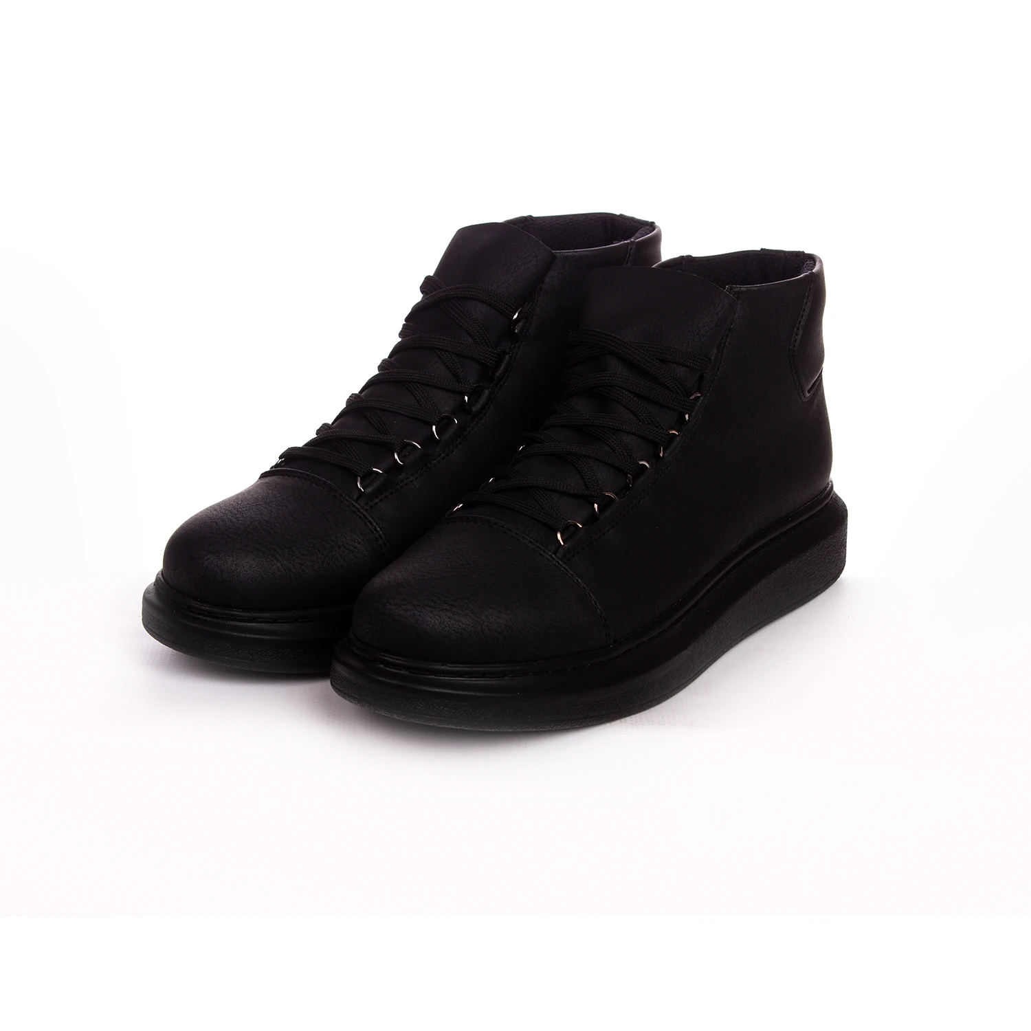 YTHG Women's and Men's Shoes Full Black Color Artificial Leather Ladies & Gentlemens Winter Autumn Seasons Basic Boots  Ankle Fashion Solid Flexible Footwear Office Wedding New Travel  Lace Up Sneakers