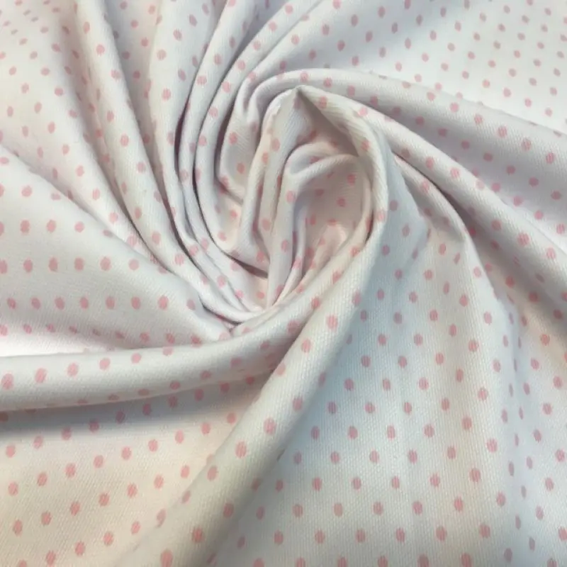 Pique fabric polka dots pink Colour cotton/polyester