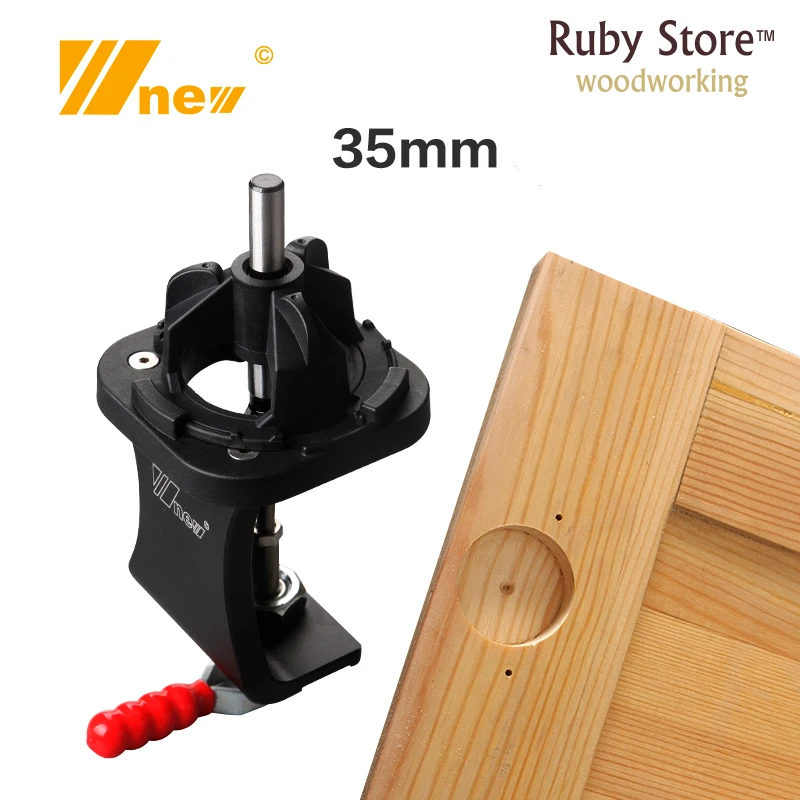 W-new 35mm Hinge Drilling Jig + Forstner Bit and Toggle Clamp, Woodworking