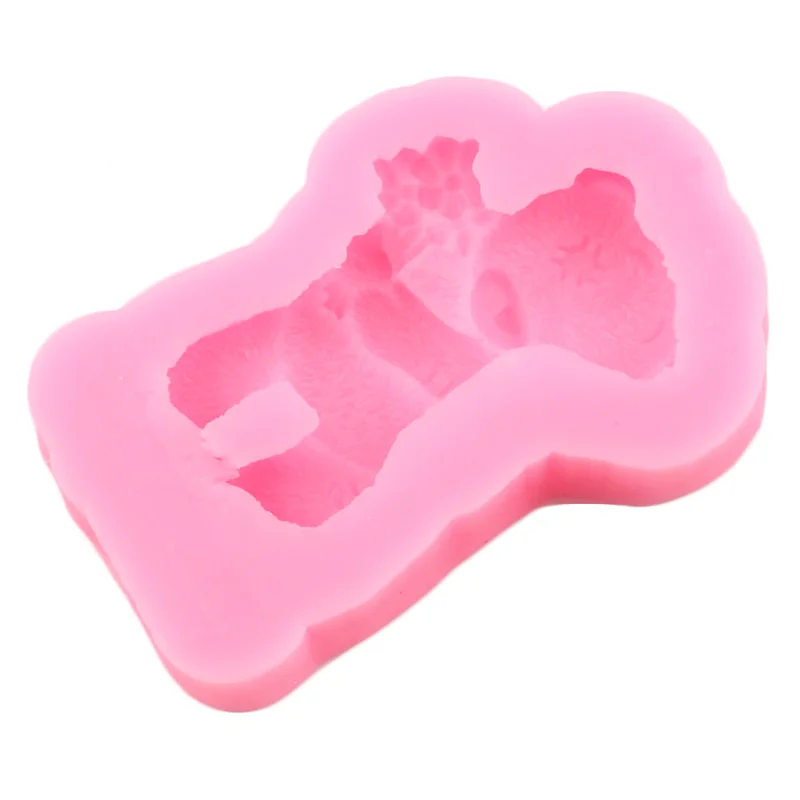 3D Bear Silicone Mold DIY Baby Birthday Cake Decorating Tools Cupcake Topper Fondant Molds Chocolate Candy Clay Resin Moulds