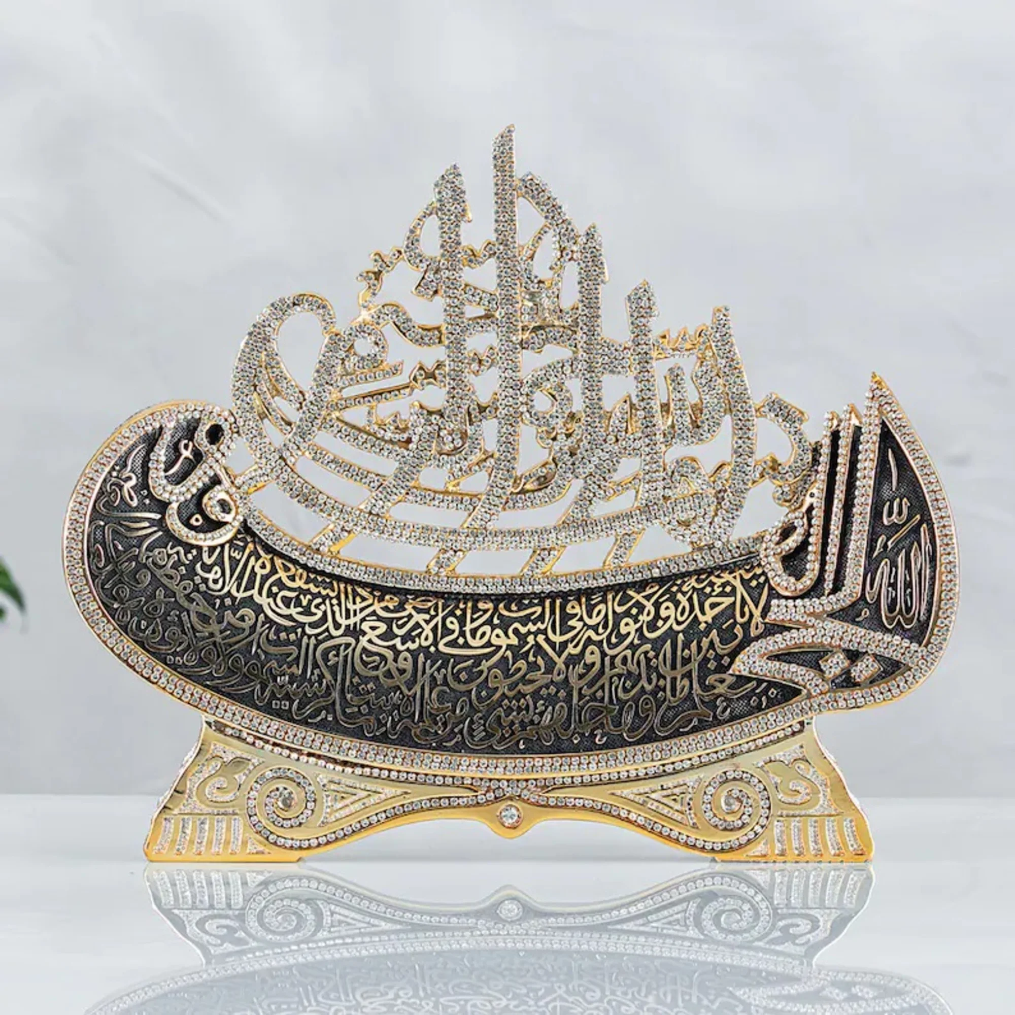 

Islamic Decoration For Home Table Gift Ship Allah Trinket Gold Quran Basmala Sculpture Mevlana Statue Muslim Decor EID Mubarak