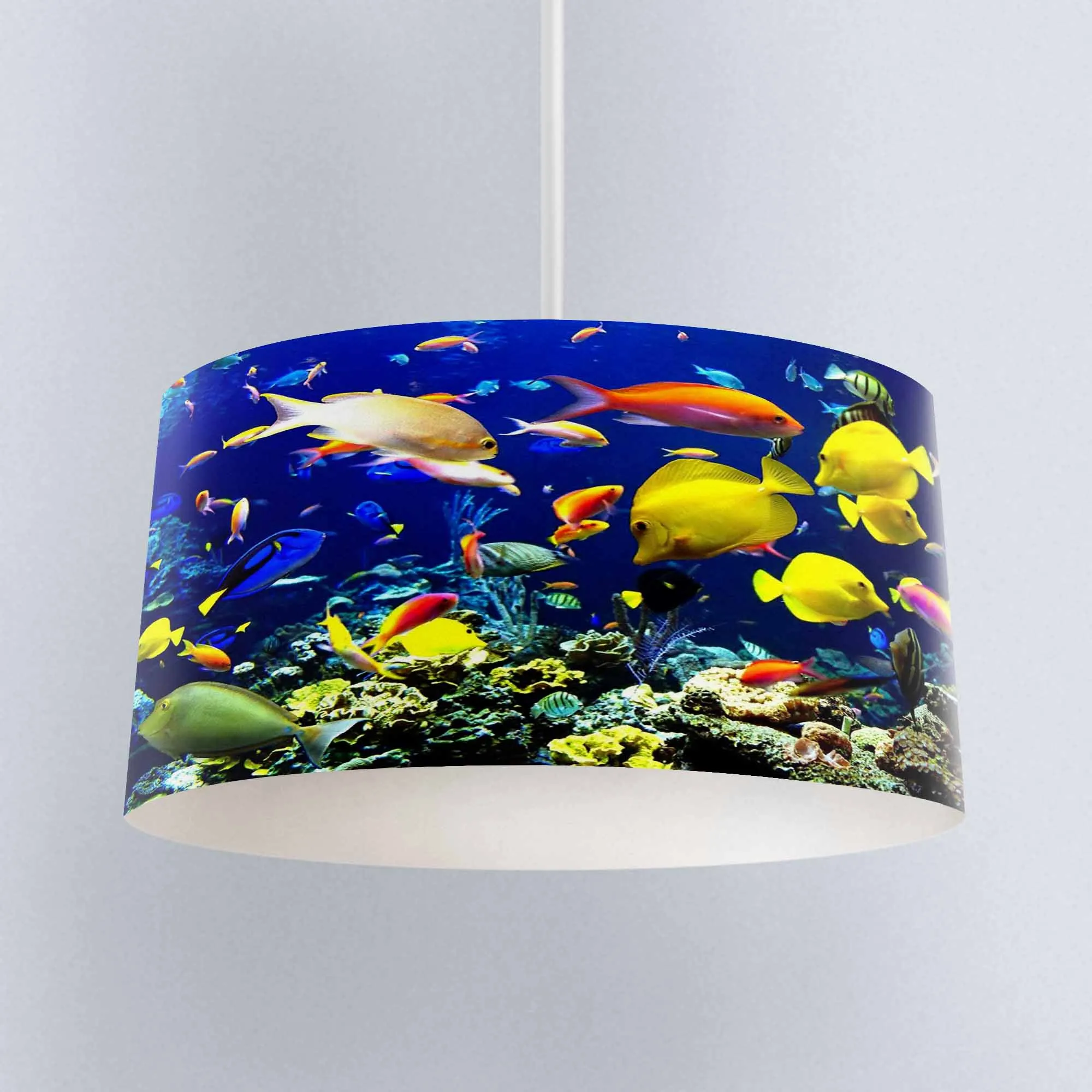 

Else Blue Tropical Sea Fishes Aquarium Digital Printed Fabric Chandelier Lamp Drum Lampshade Floor Ceiling Pendant Light Shade