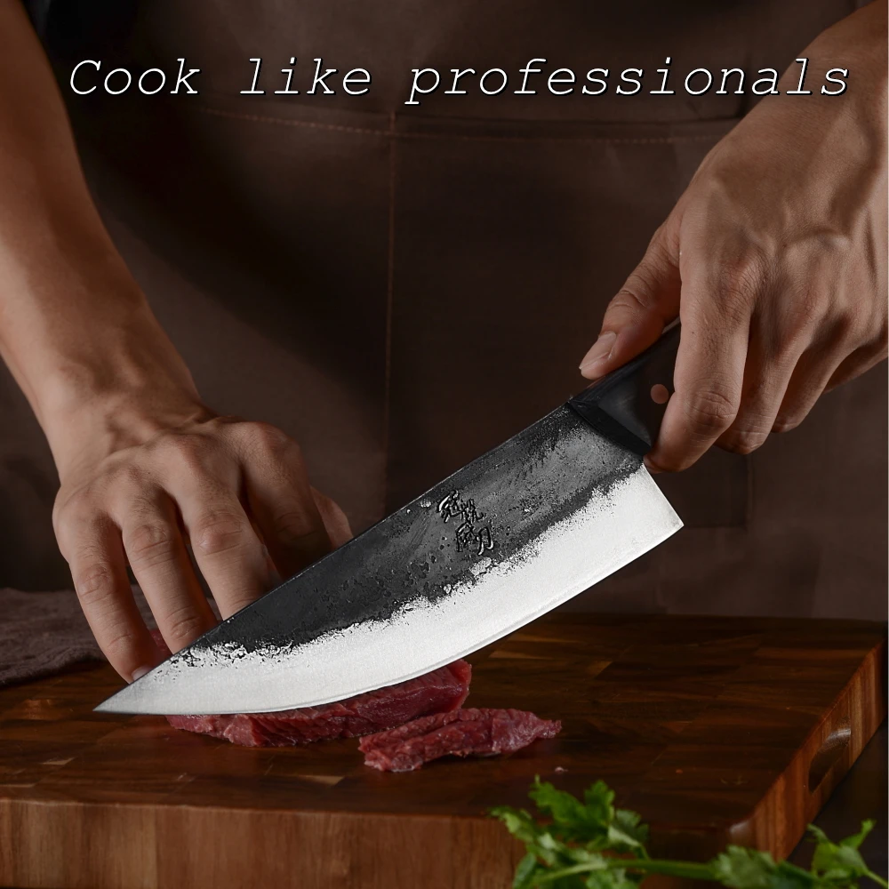 Handmade Chinese Chef Knife Clad Forged Steel Boning Slicing Butcher Kitchen Professional Tools Cleaver Vegetables Carbon Steel