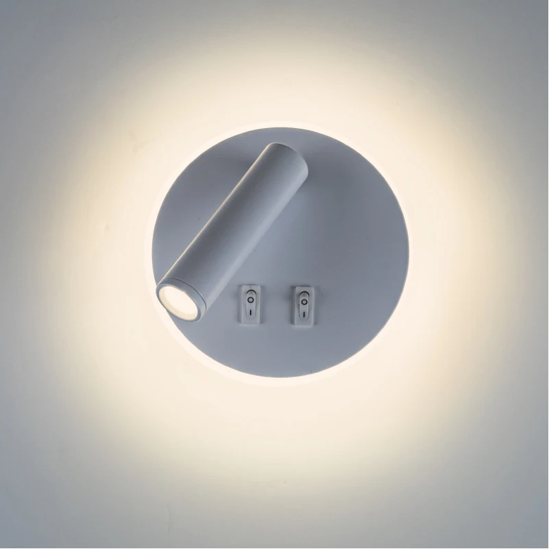 8W modern style LED white round Wall + small spotlight, waterproof can be installed indoors and outdoors, warm light 3000k