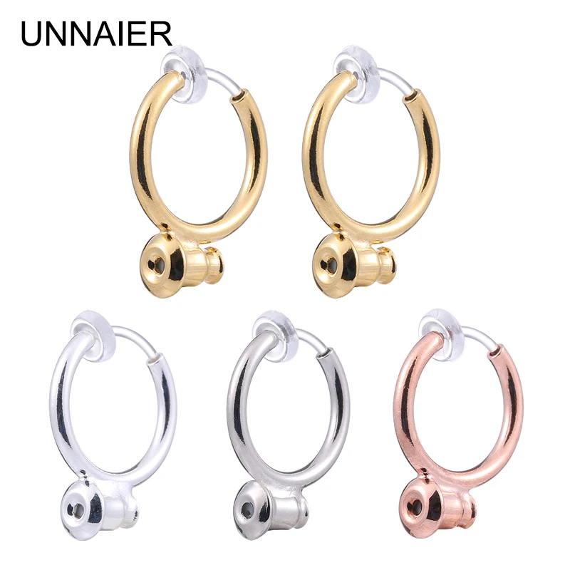 UNNAIER 2/10Pcs Women's Clip On Hoop Earring Parts DIY Jewelry Charms for Making Earring Fittings Materials Accessories Supplies